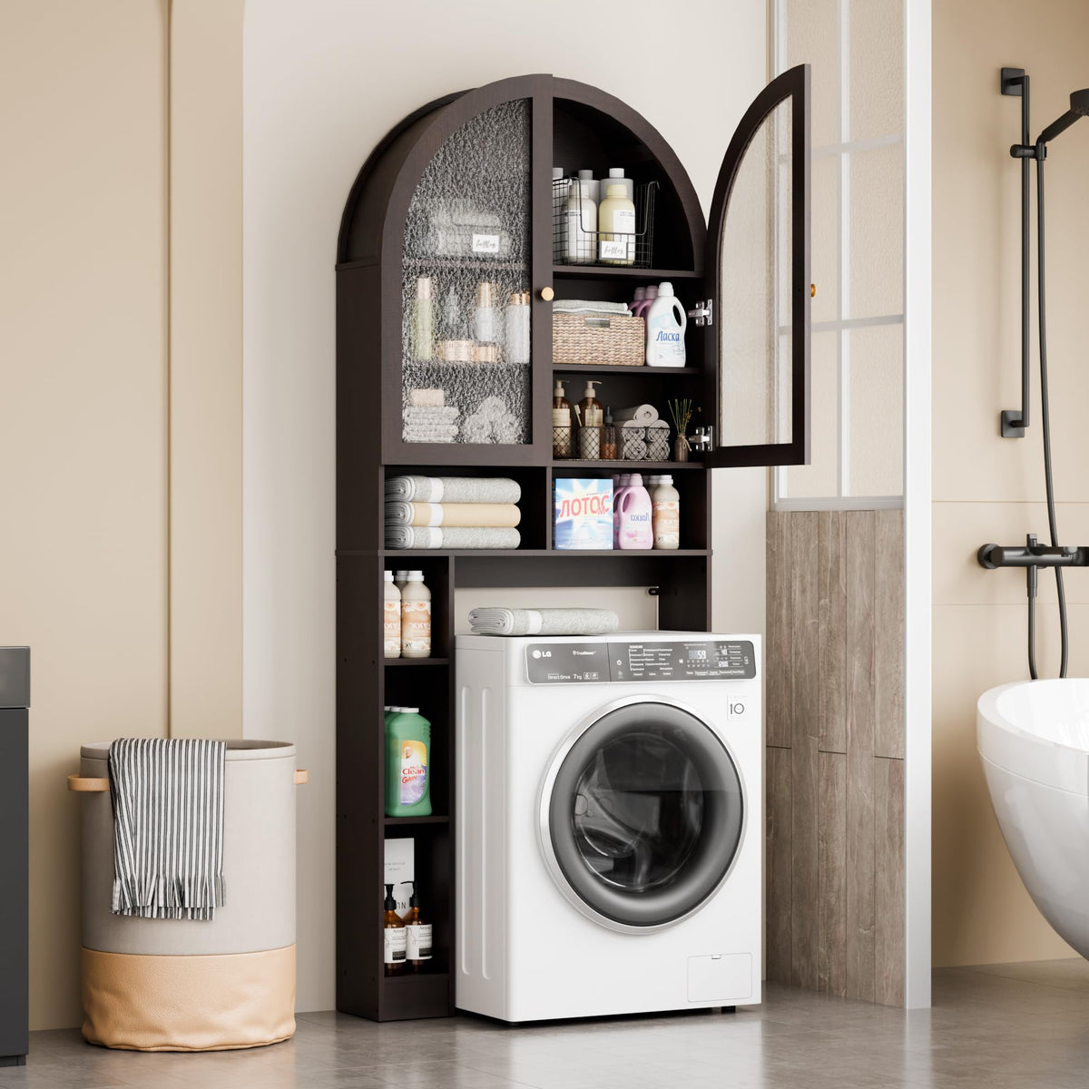 Over The Toilet Storage Cabinet with Acrylic Doors and Adjustable Shelf C230825