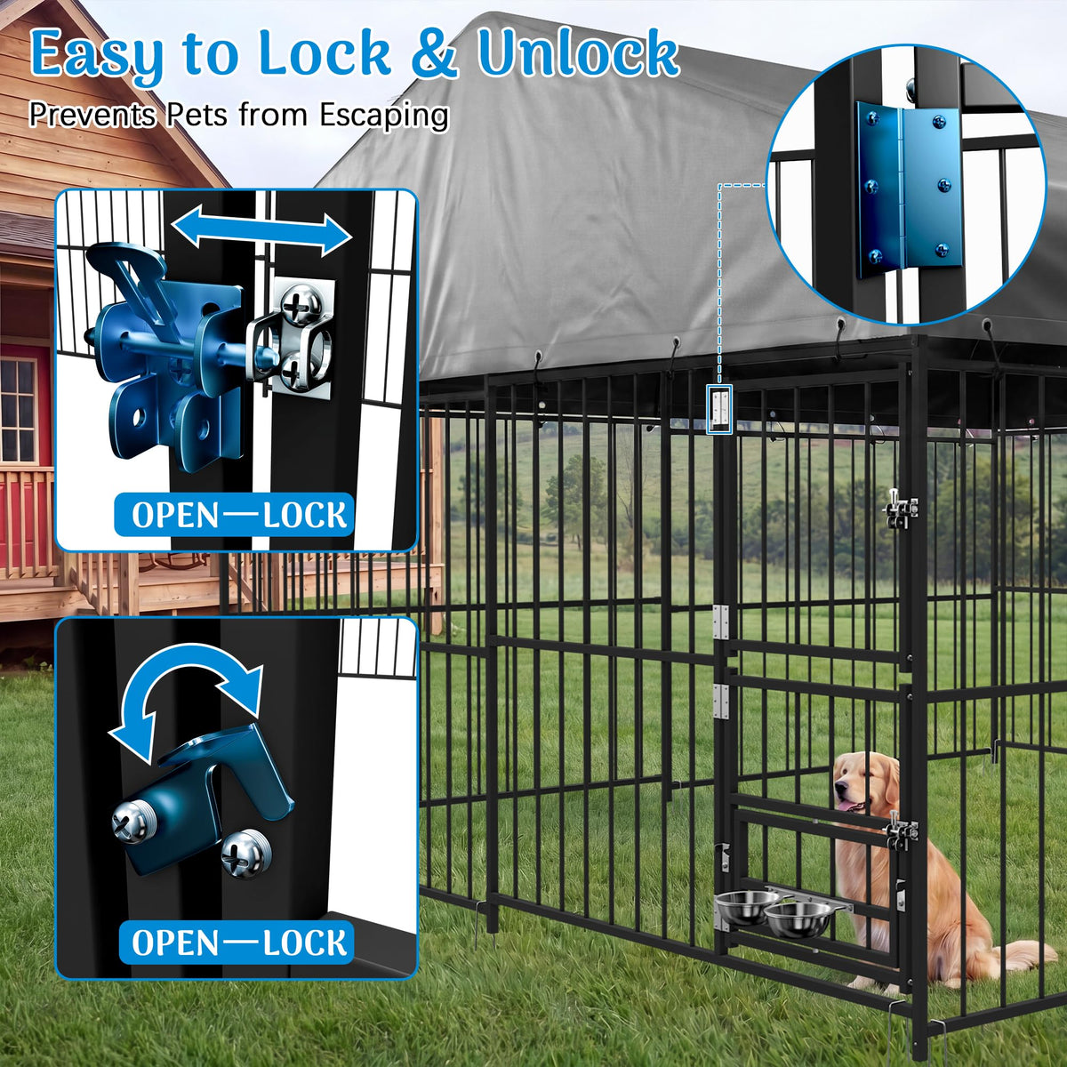 10×10FT Outdoor Dog Kennel with Roof W927