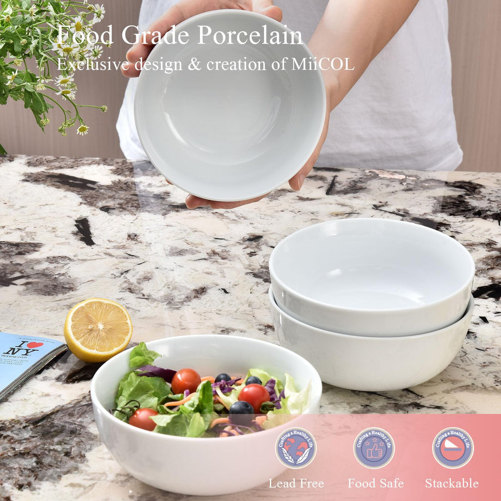 White Ceramic Soup Bowls Set of 4 J3012