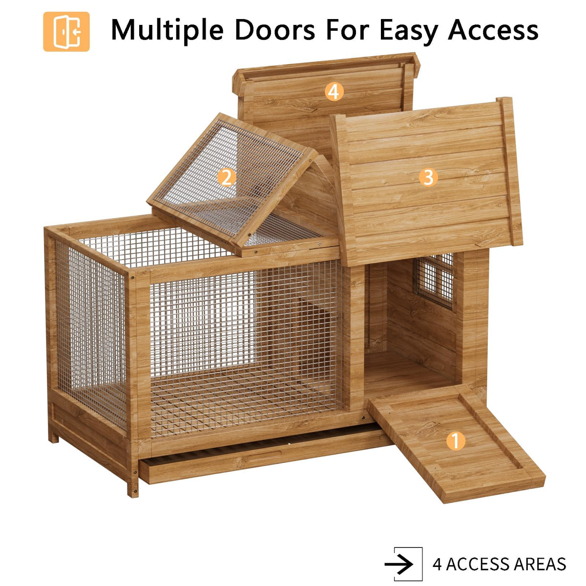 2-Story Wooden Rabbit Hutch & Chicken Coop on Wheels I10775