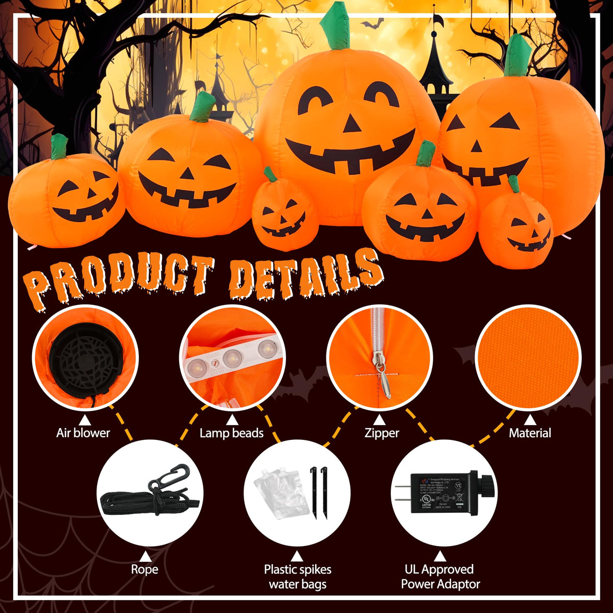 7.5FT Inflatable Outdoor Decoration Pumpkin Z37439
