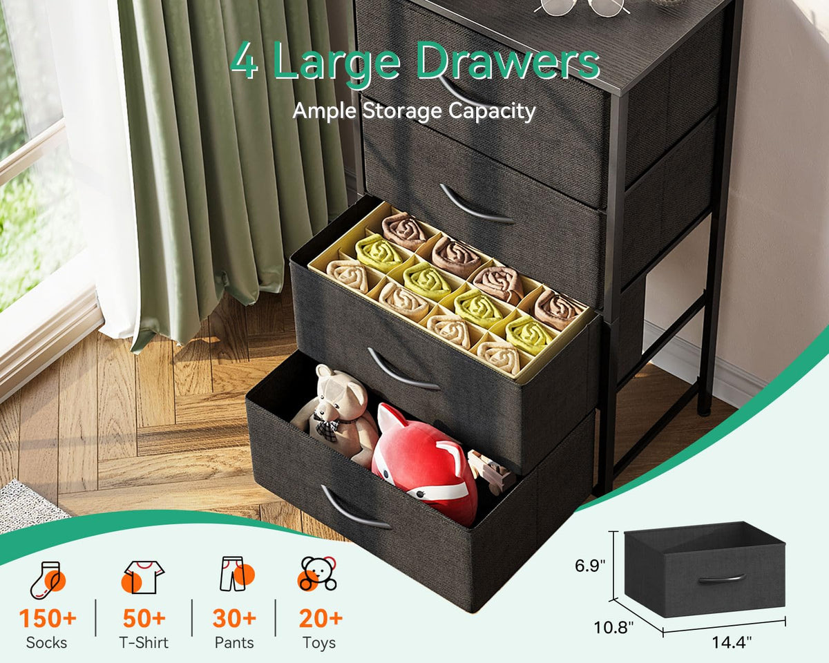 Black 4 Drawer Small Dresser M563