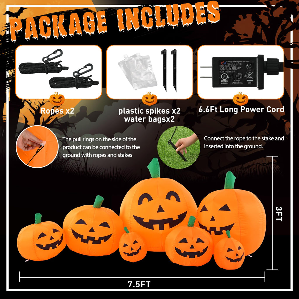 7.5FT Inflatable Outdoor Decoration Pumpkin Z37439