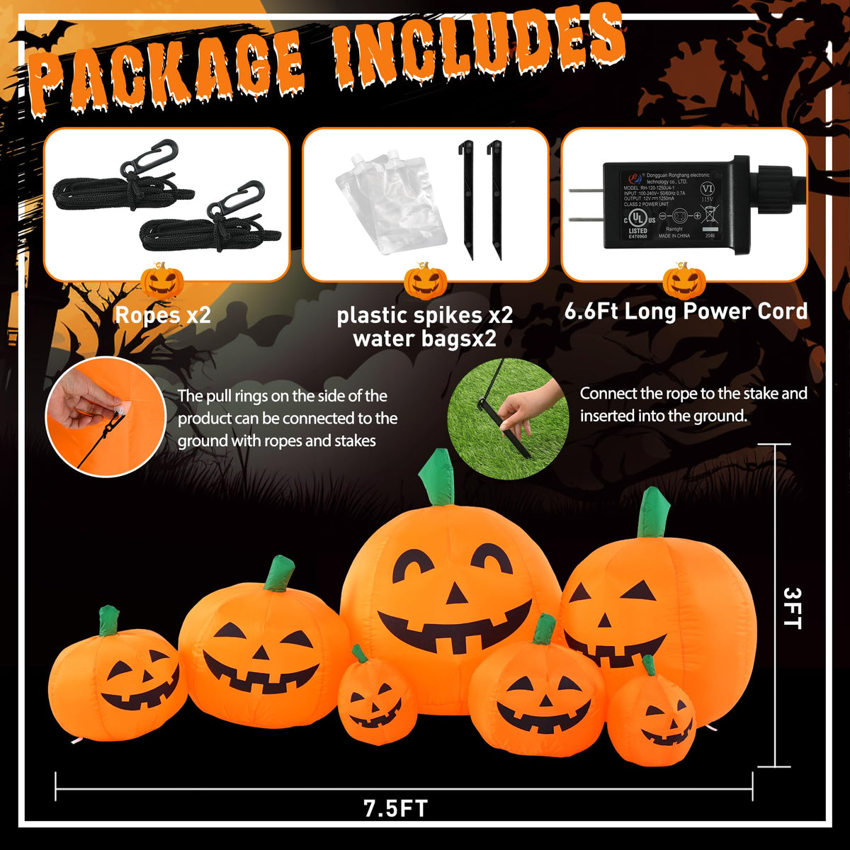 7.5FT Inflatable Outdoor Decoration Pumpkin Z37439