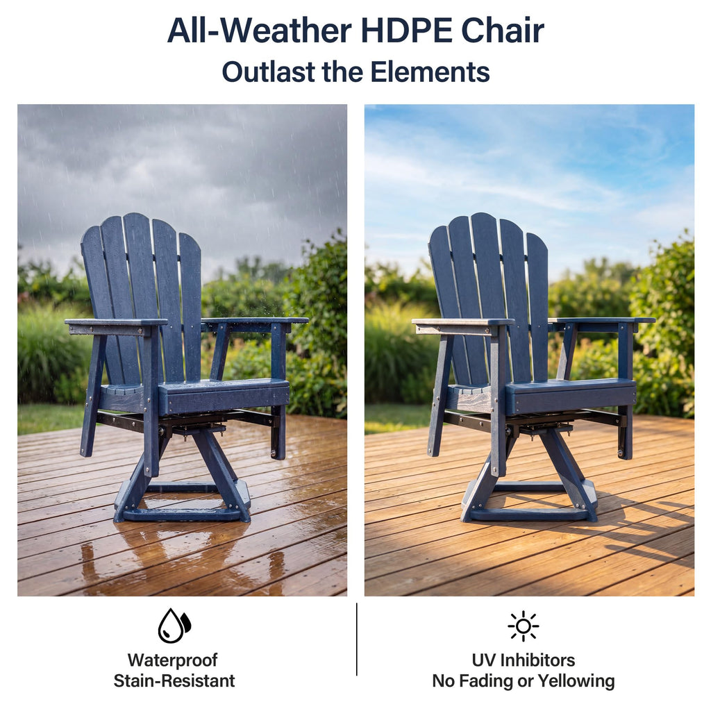 HDPE Swivel Adirondack Chair Set of 2 Navy Blue R244104