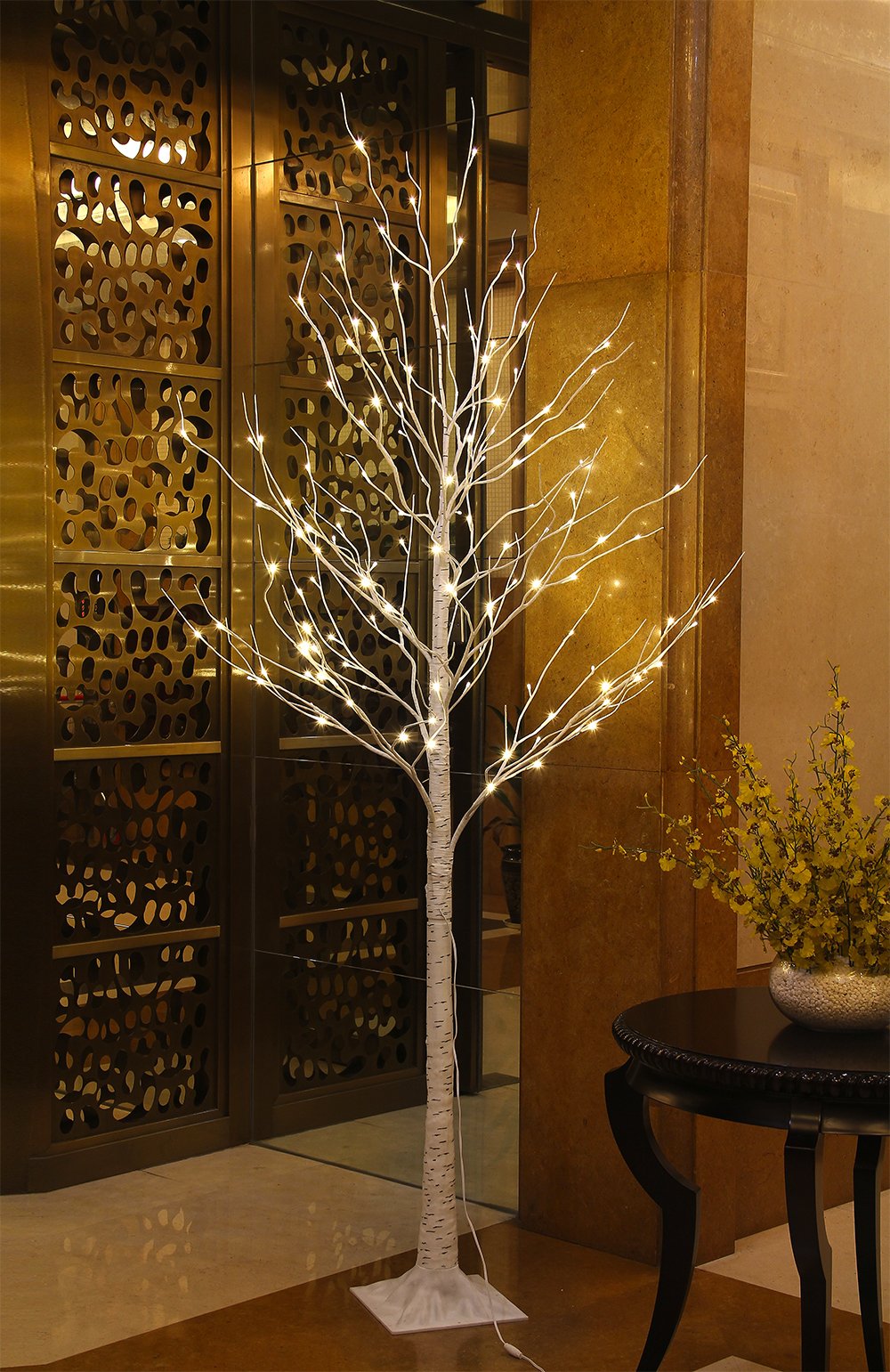 8FT 132 LED Lighted Birch Tree Warm White R1455