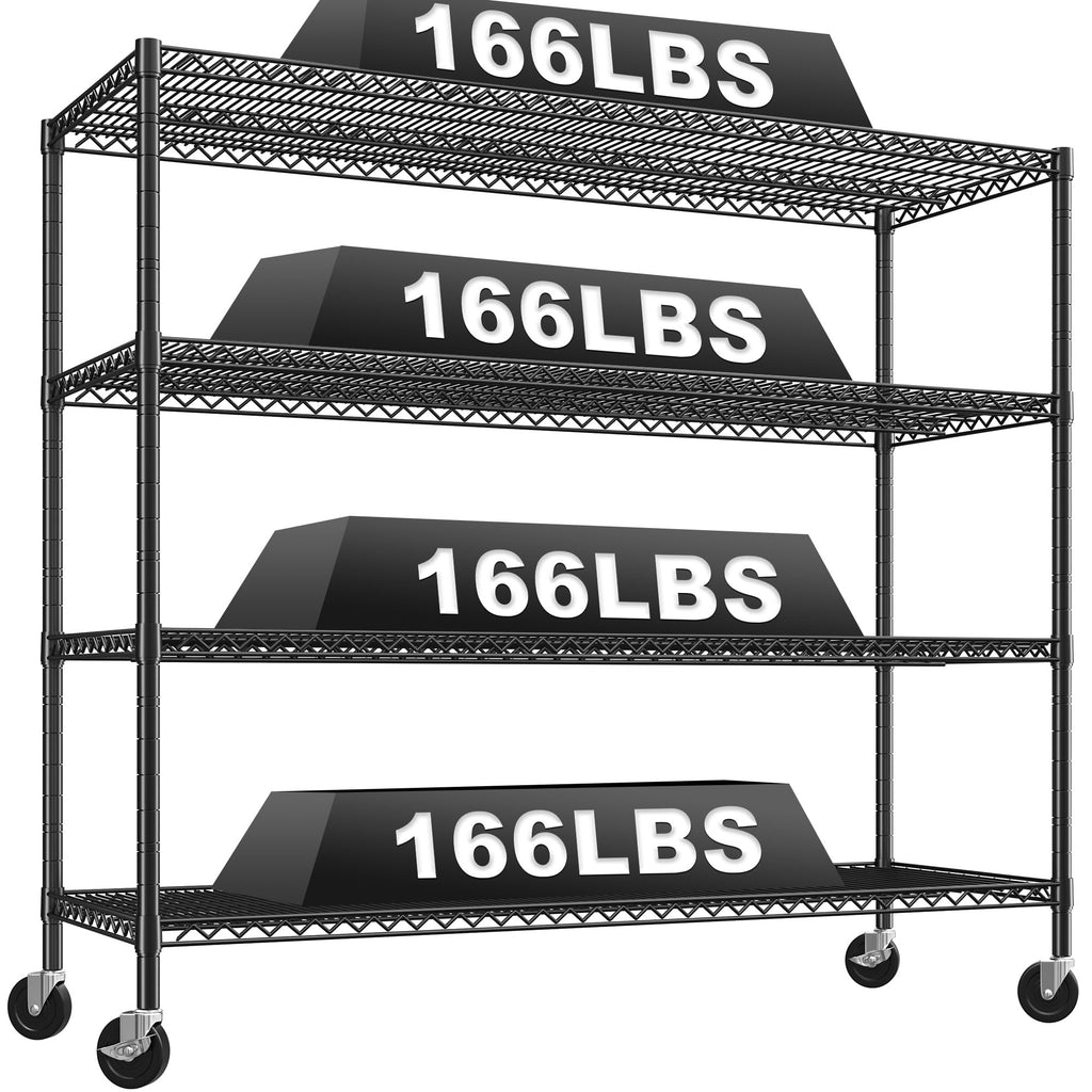 4-Tier Heavy Duty Metal Shelving Unit with Wheels Y513992