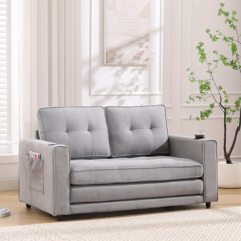 Light Gray Convertible Futon Sofa Bed V43630