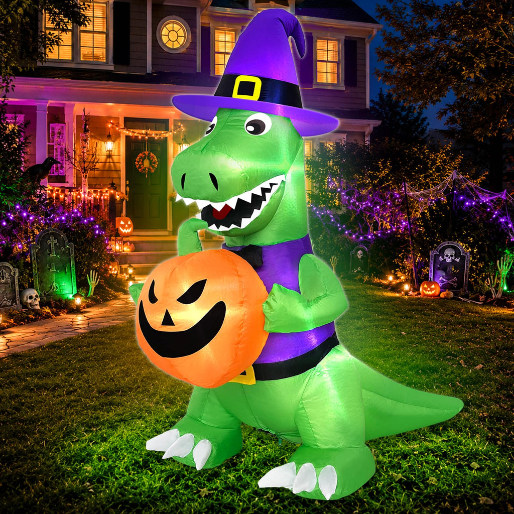 4 Ft Halloween Inflatables Witch Dinosaur C74963