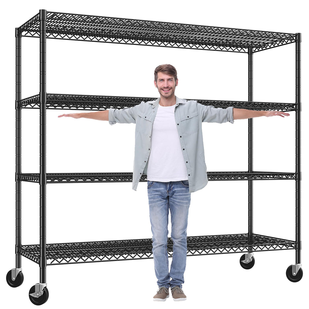 4-Tier Heavy Duty Metal Shelving Unit with Wheels Y513992