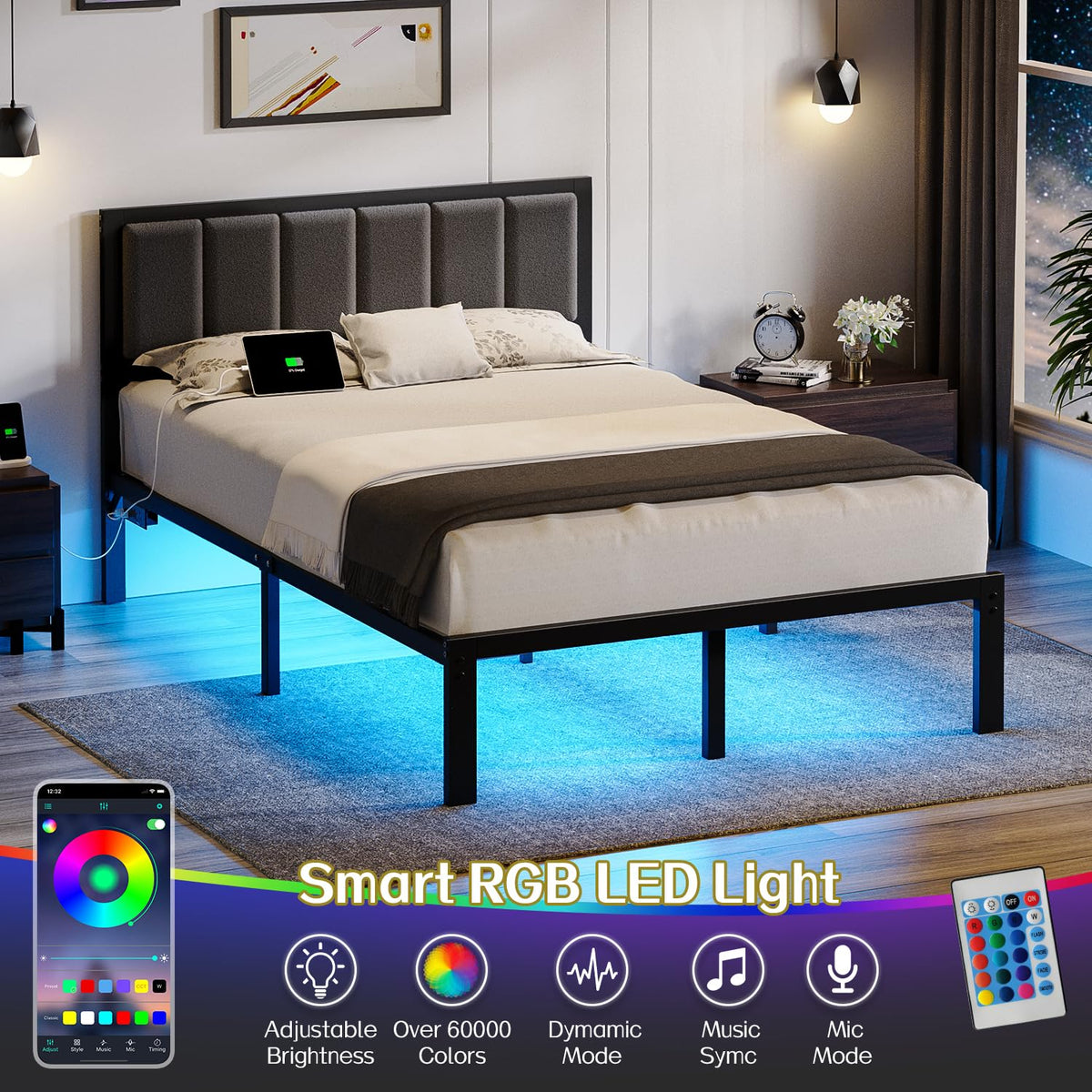 Full Bed Frame with Headboard G813