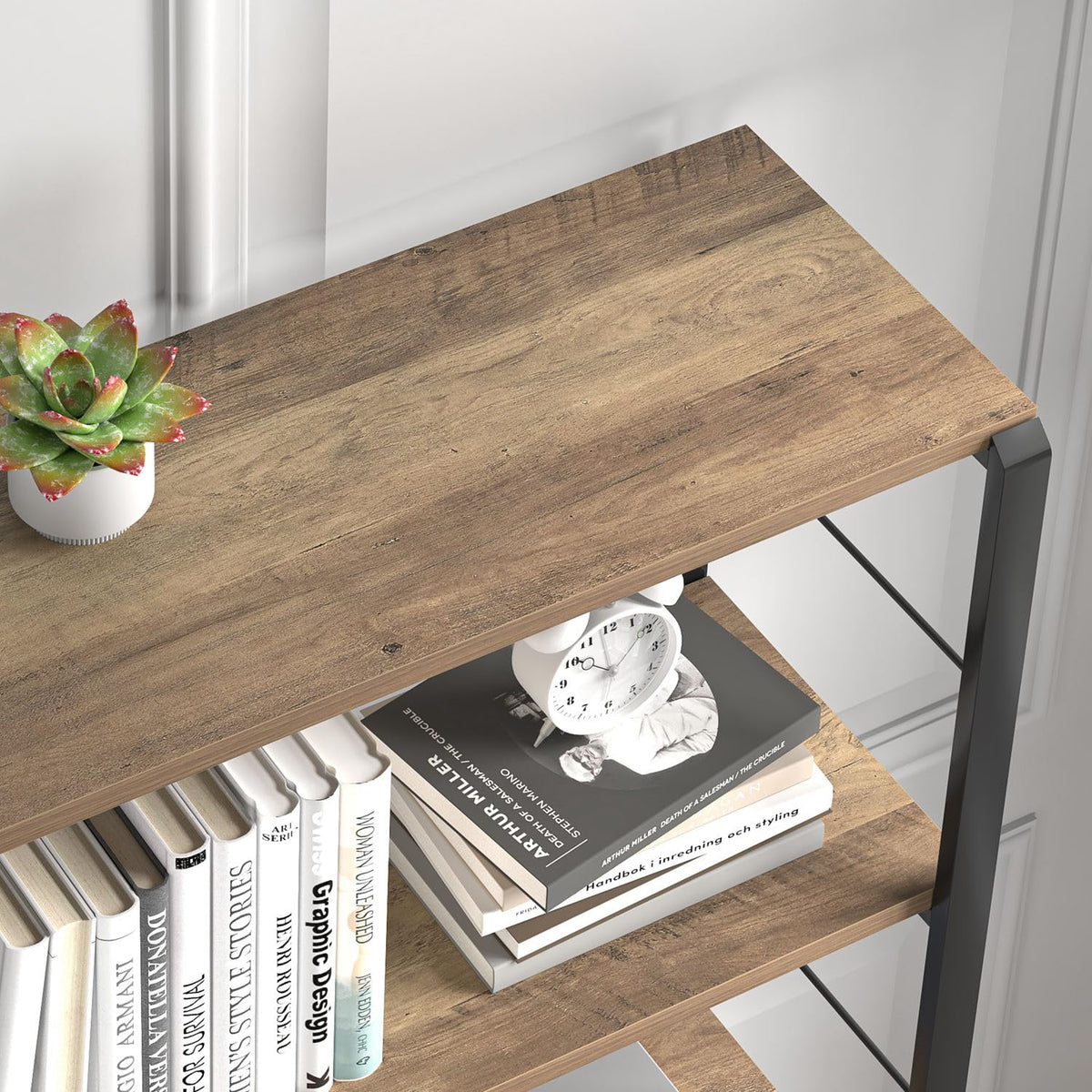 5 Tier Wood and Metal Bookshelf I214959
