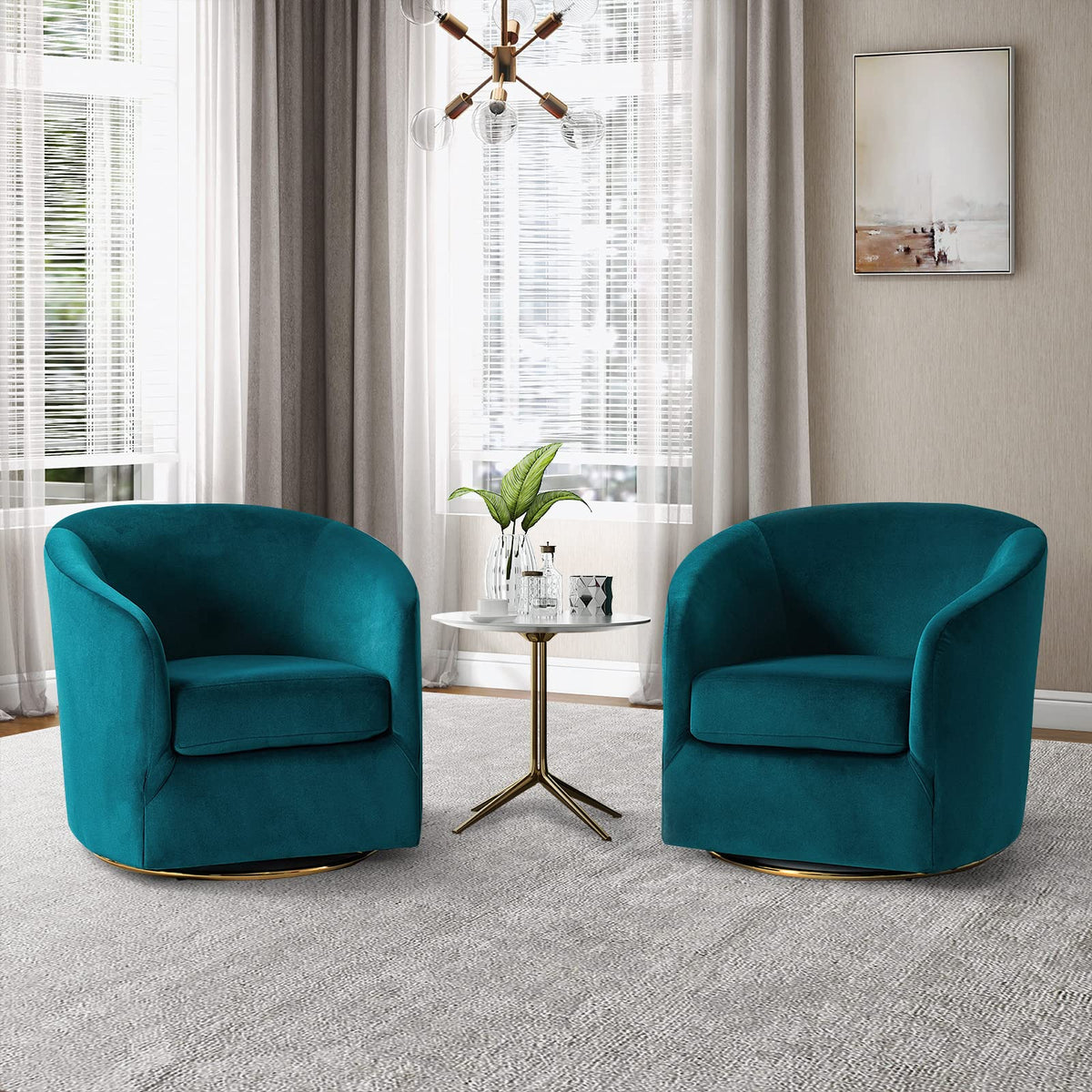 Set of 2 Velvet Swivel Barrel Chair T6501