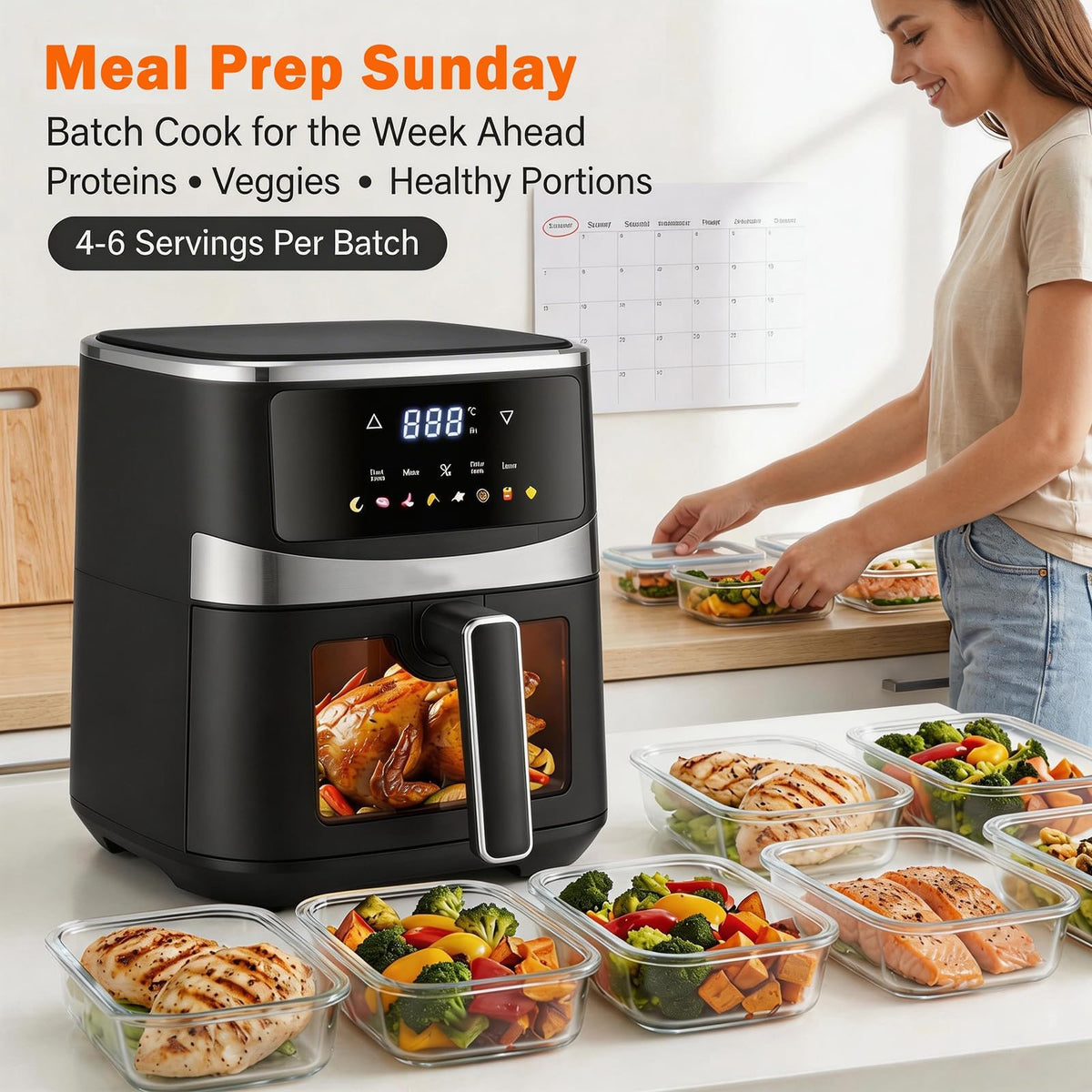 6 QT Family Size Air Fryer with Visible Cooking Window L575
