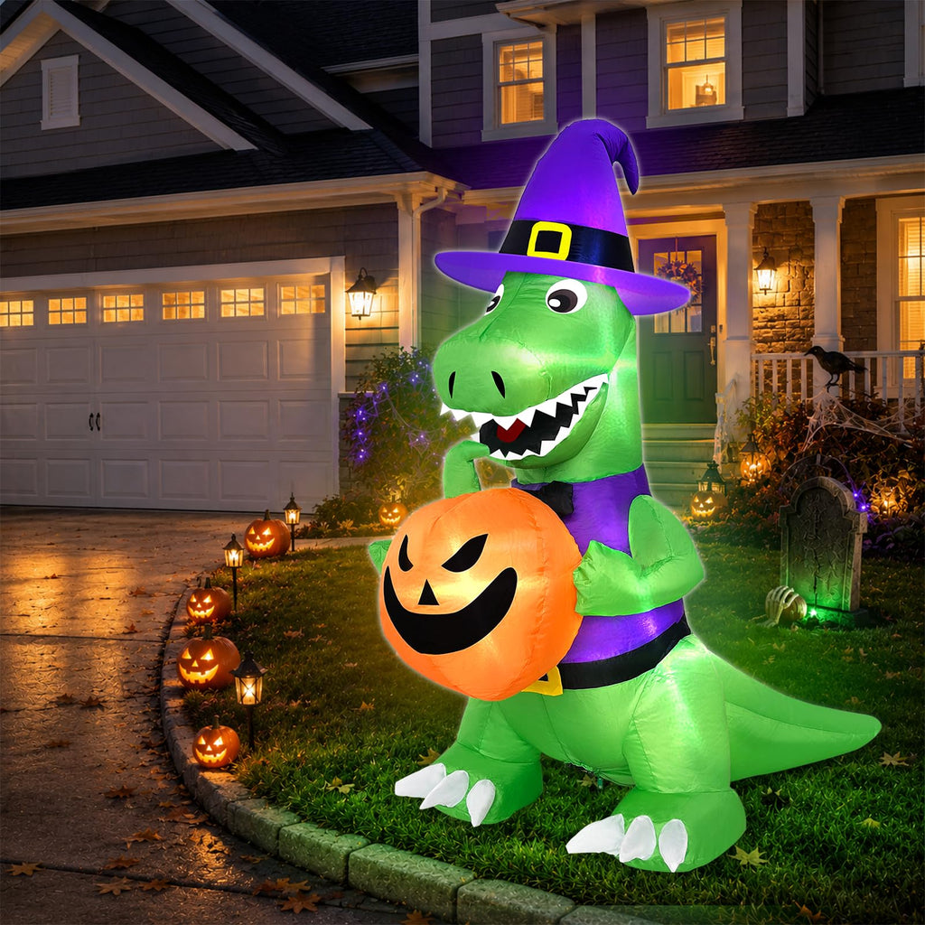 4 Ft Halloween Inflatables Witch Dinosaur C74963
