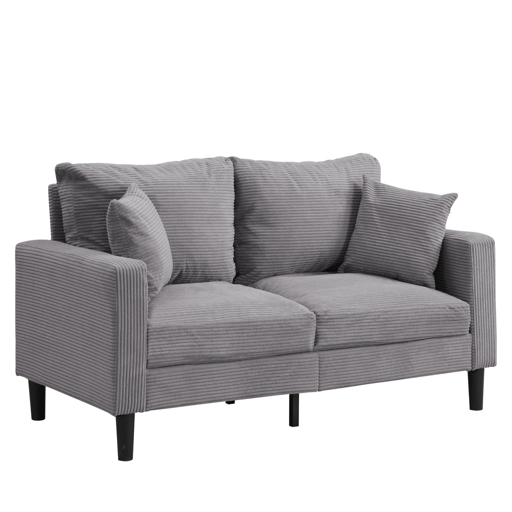 Light Gray 2-Seater Upholstered Loveseat Sofa D916