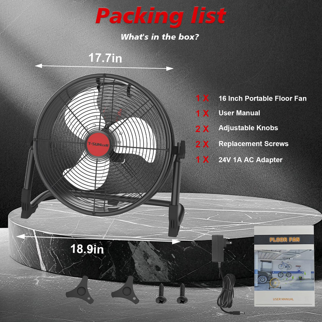 16" Battery Powered Cordless Floor Fan B97064