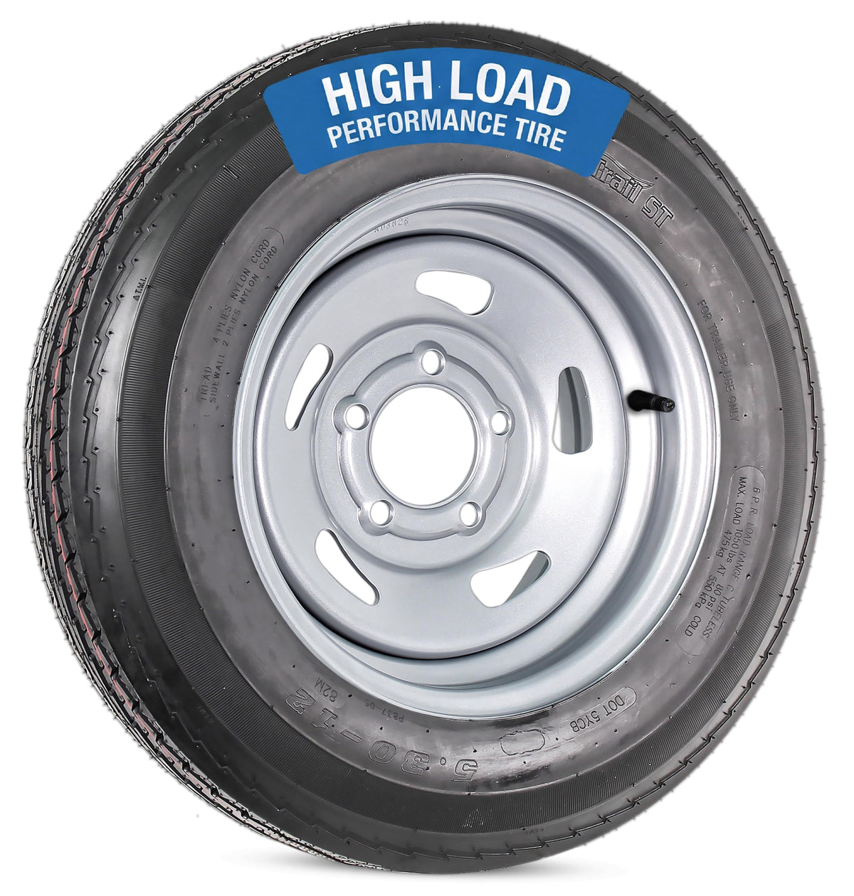12 Inch 5 Lug Black Trailer Tire Rim Assembly Q259209