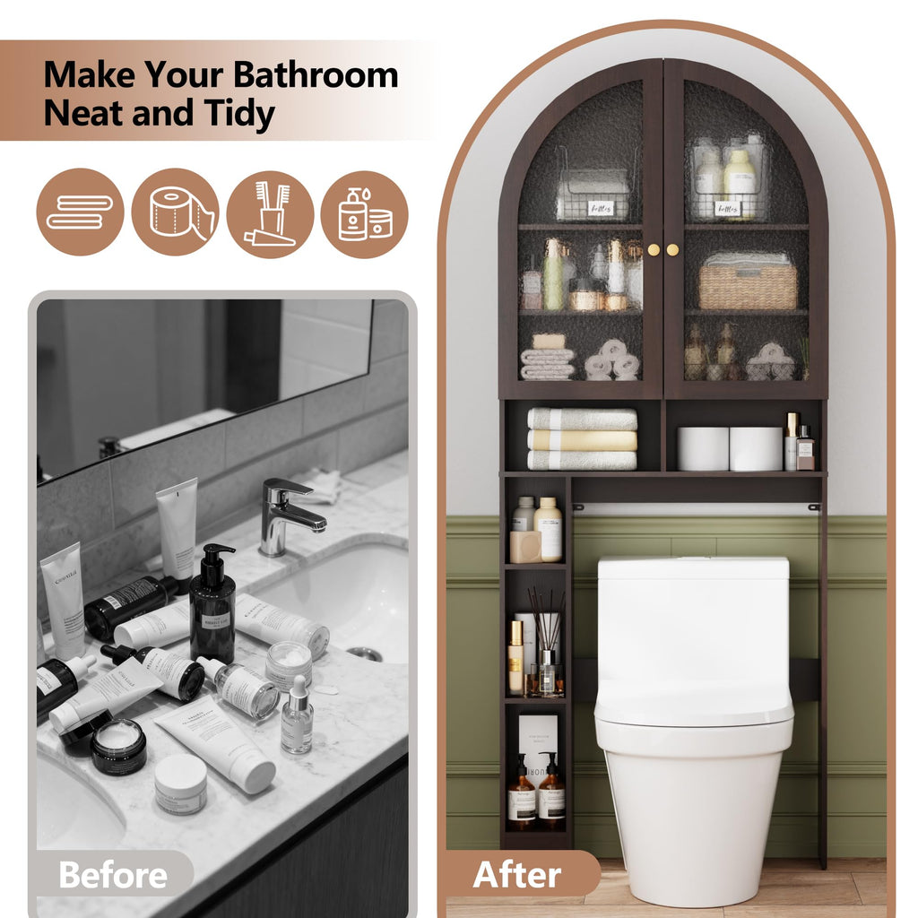 Over The Toilet Storage Cabinet with Acrylic Doors and Adjustable Shelf C230825
