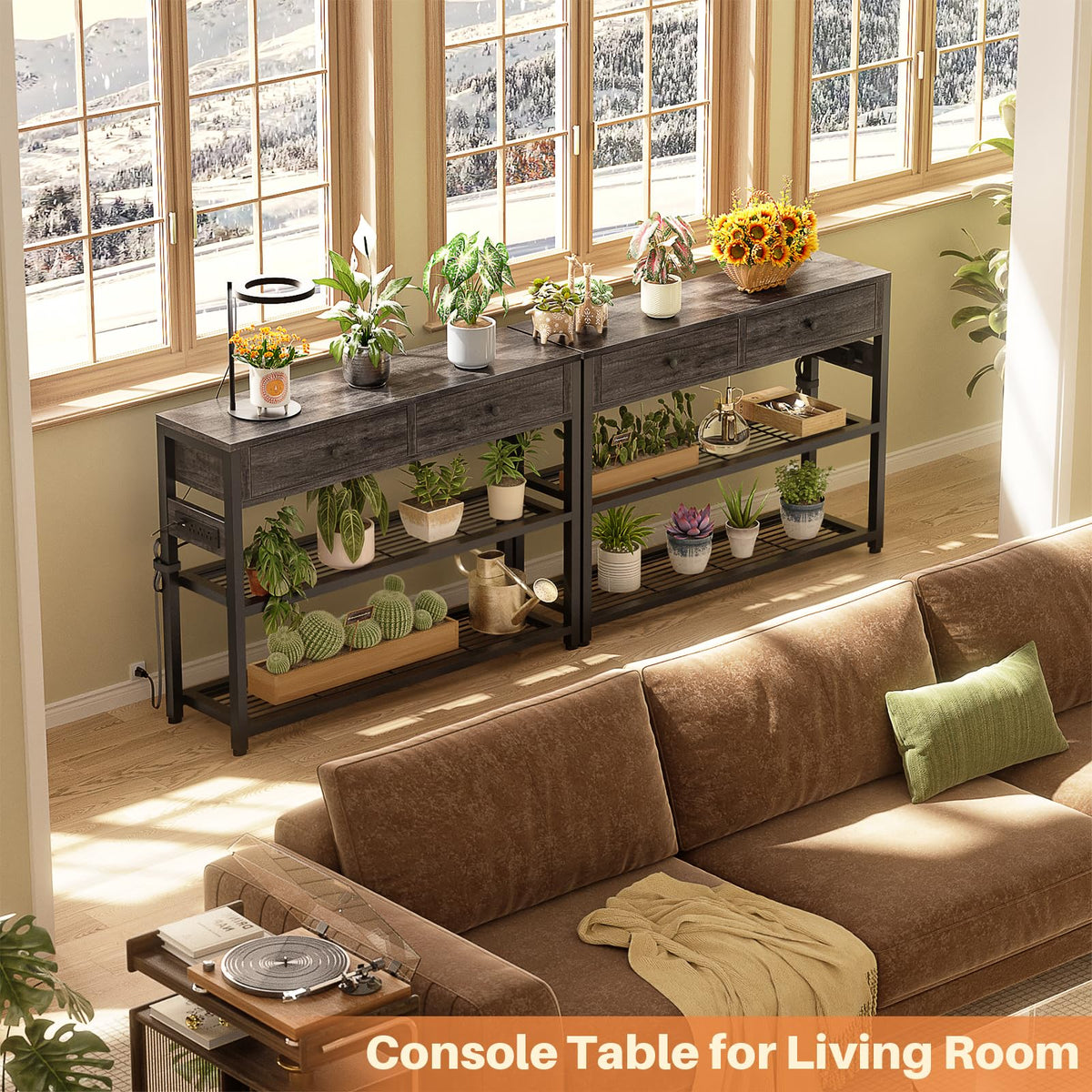 32" Entryway Table with Outlets and Drawers P720