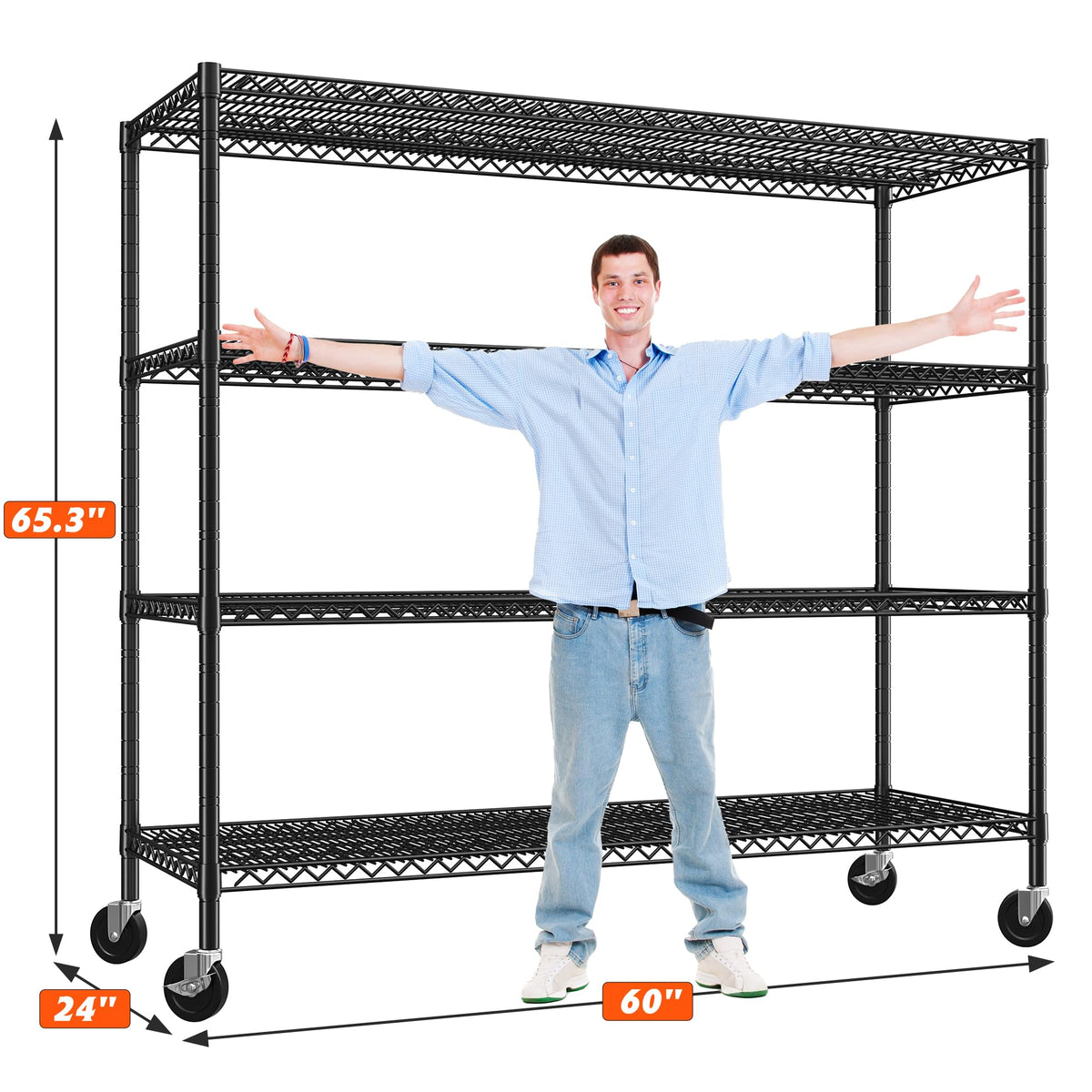 4-Tier Heavy Duty Metal Shelving Unit with Wheels Y513992