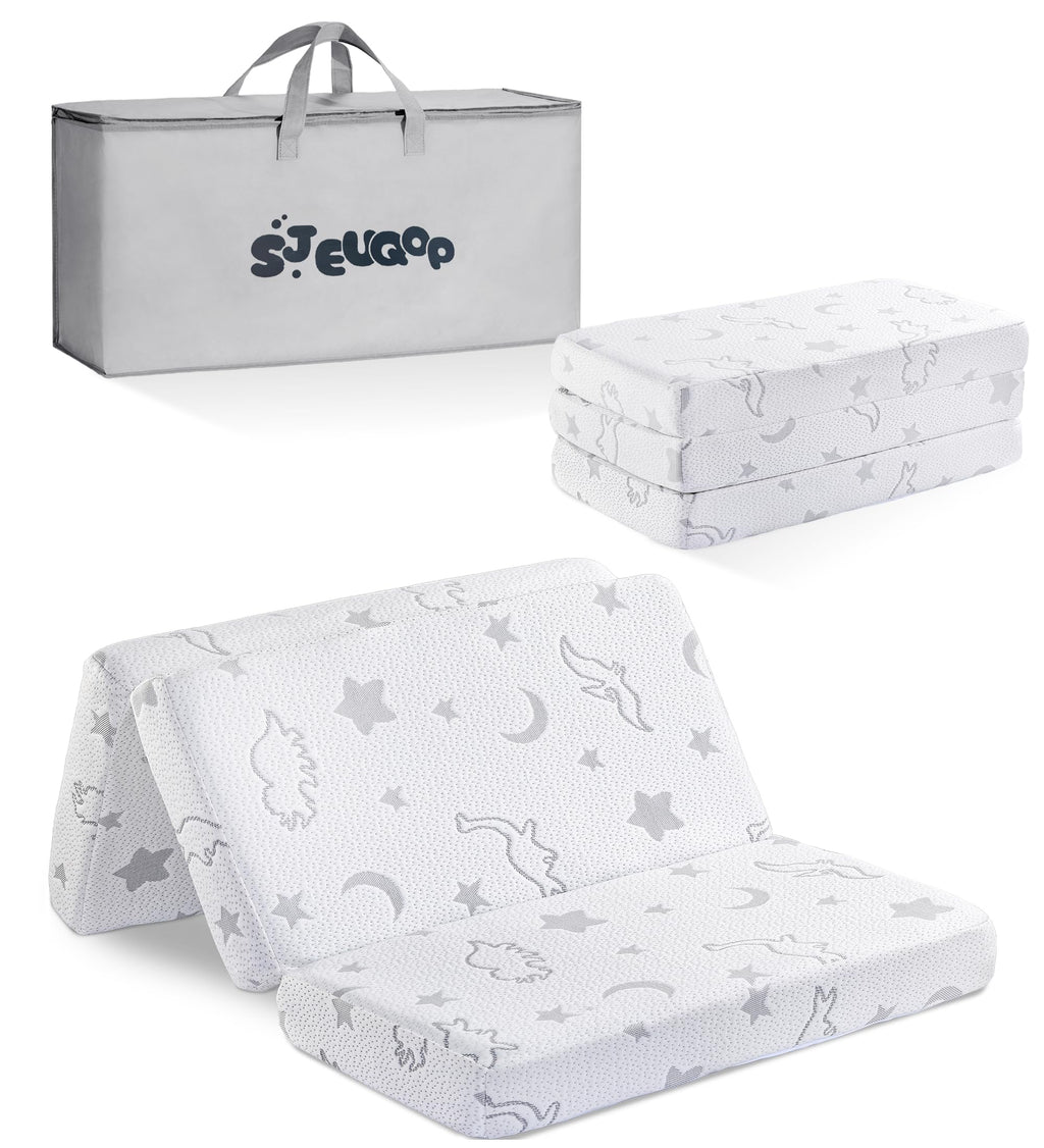 Trifold Pack and Play Mattress 38"x26" Dual Sided Memory Foam with Carry Bag B328