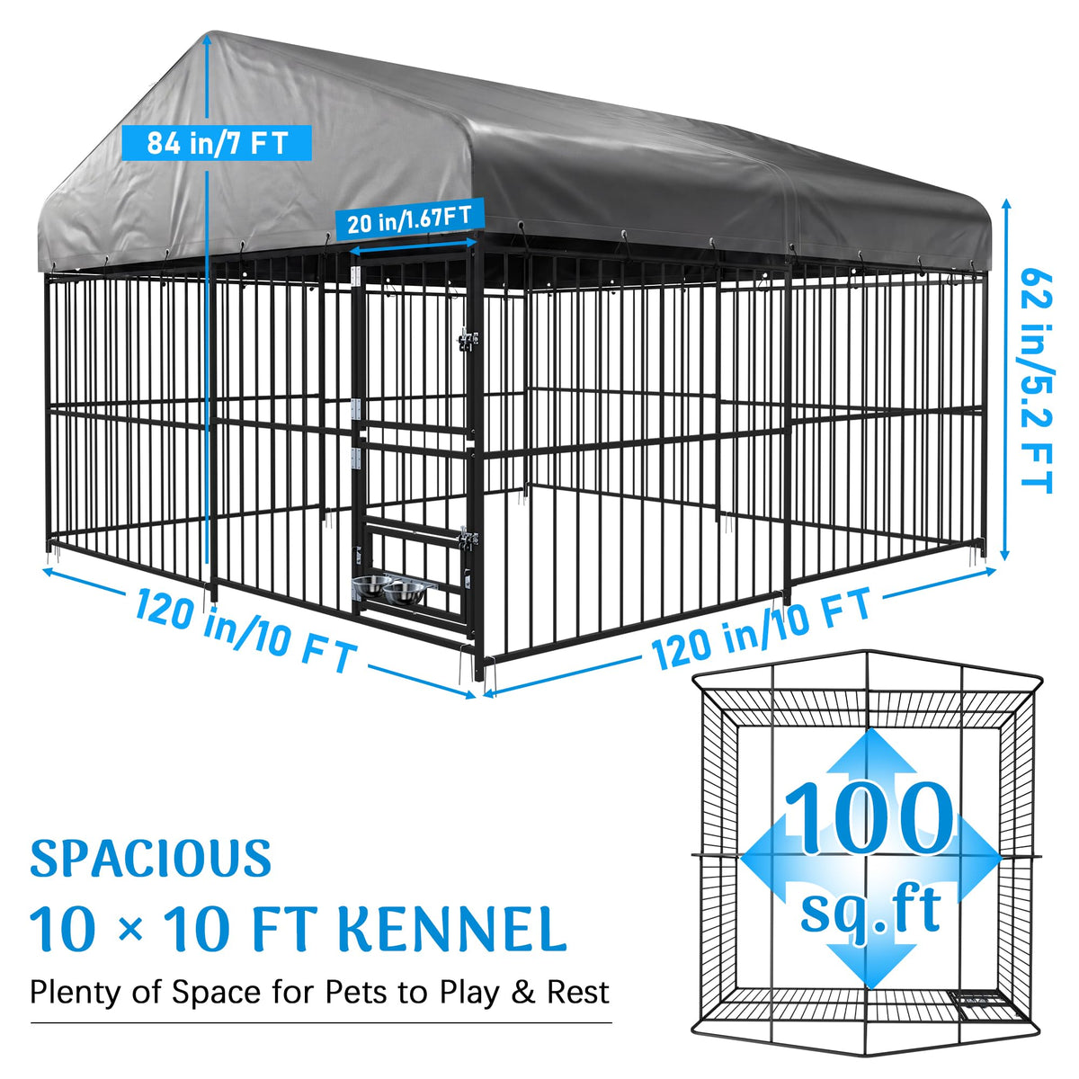 10×10FT Outdoor Dog Kennel with Roof W927