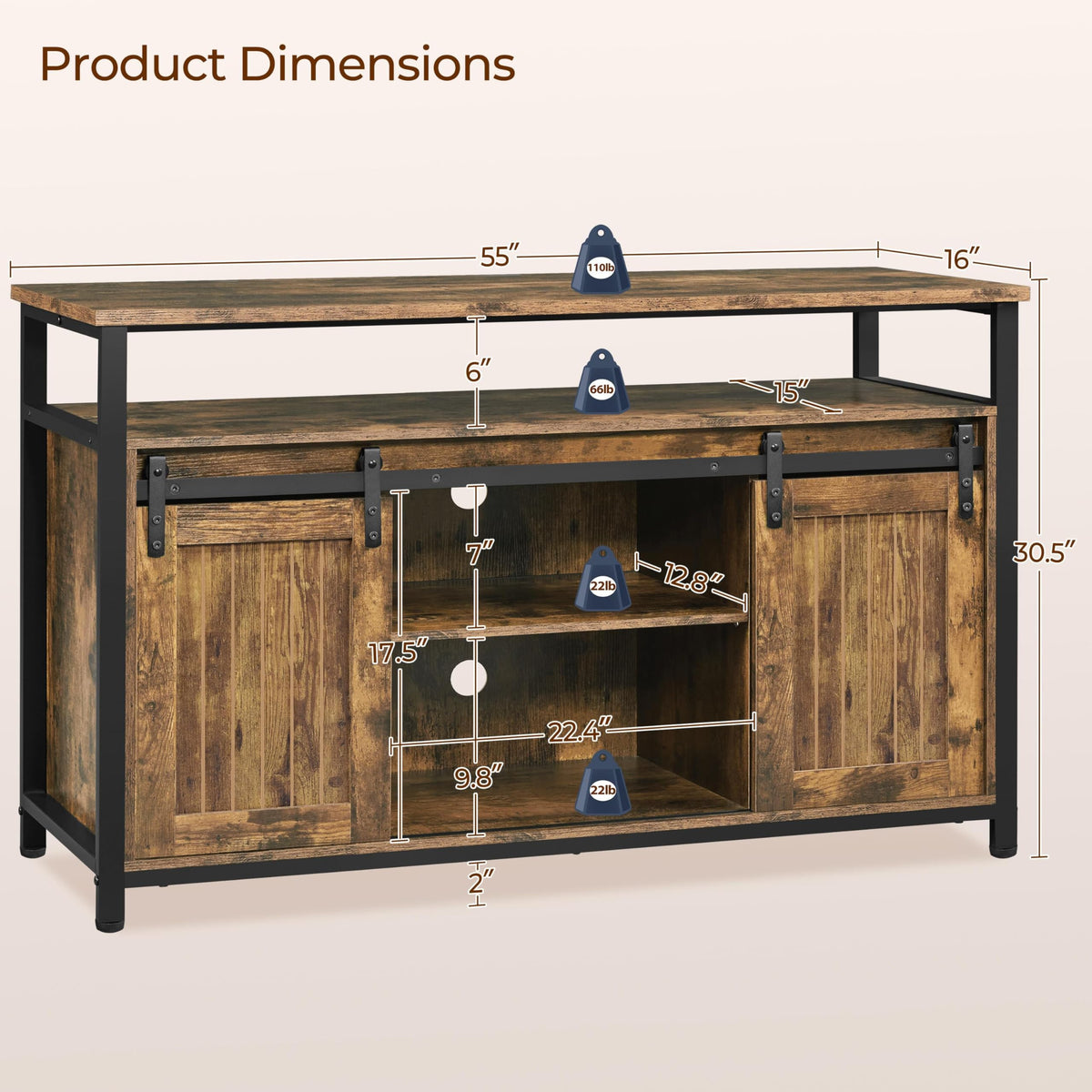 Tall Farmhouse TV Stand for 65 Inch TV Z45659