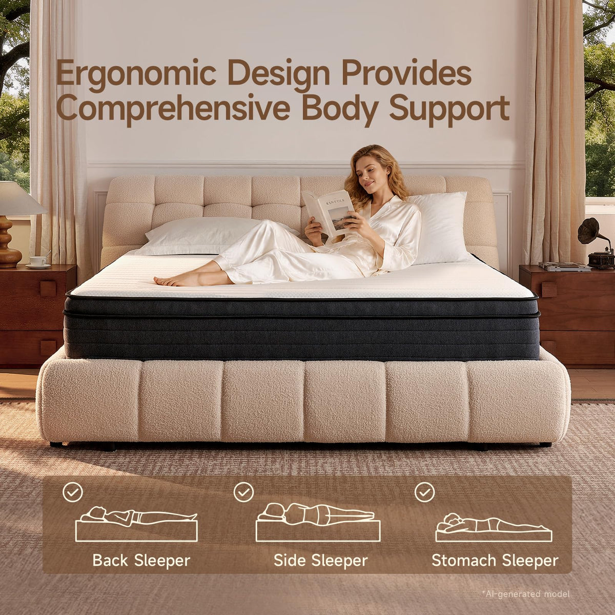 10 Inch Full Size Hybrid Mattress with Pocketed Coils & Gel Memory Foam A412508