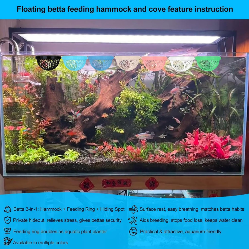 White Floating Betta Fish Hammock Bed and Hide Cave L9983