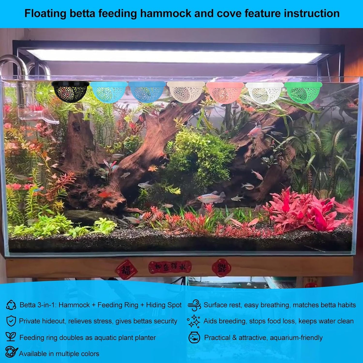 White Floating Betta Fish Hammock Bed and Hide Cave L9983