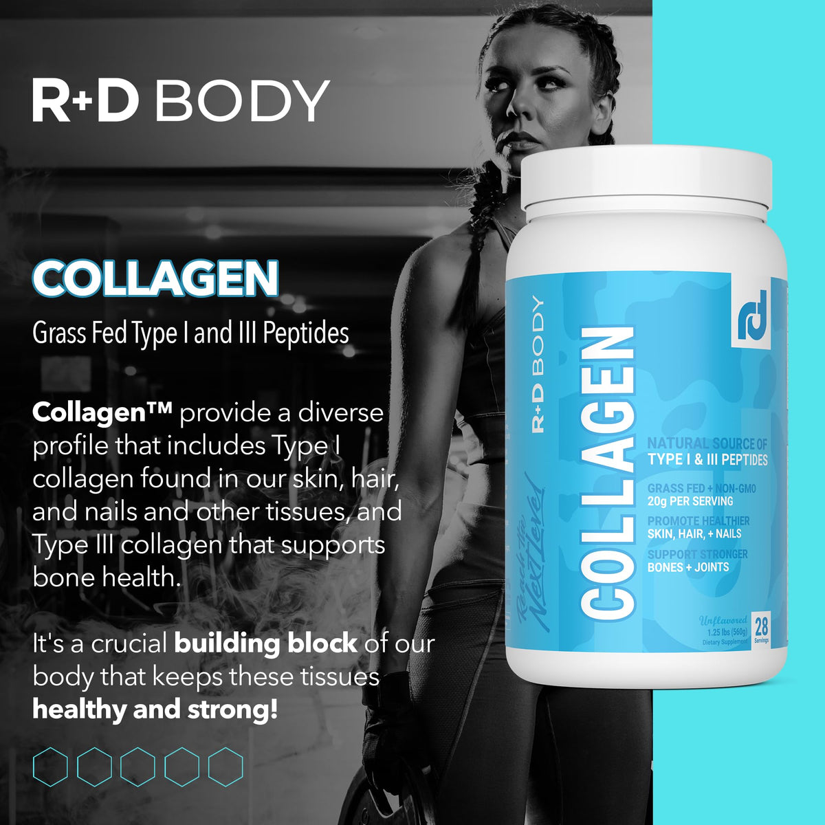 Hydrolyzed Collagen Peptides Powder Type I & III Unflavored 28 Servings F84453