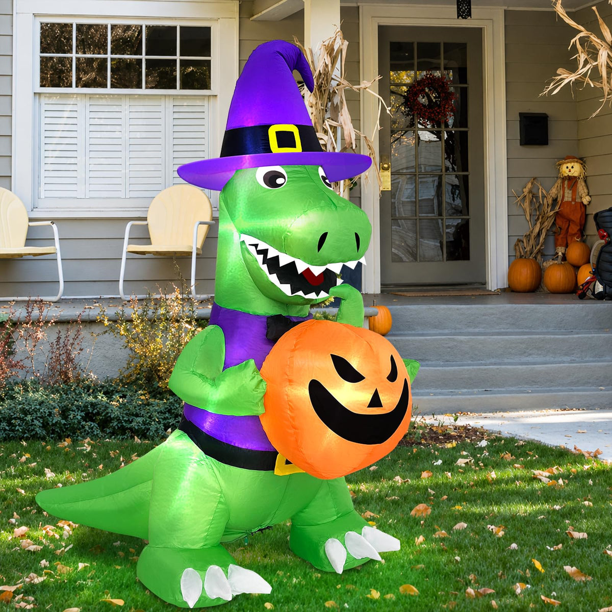 4 Ft Halloween Inflatables Witch Dinosaur C74963