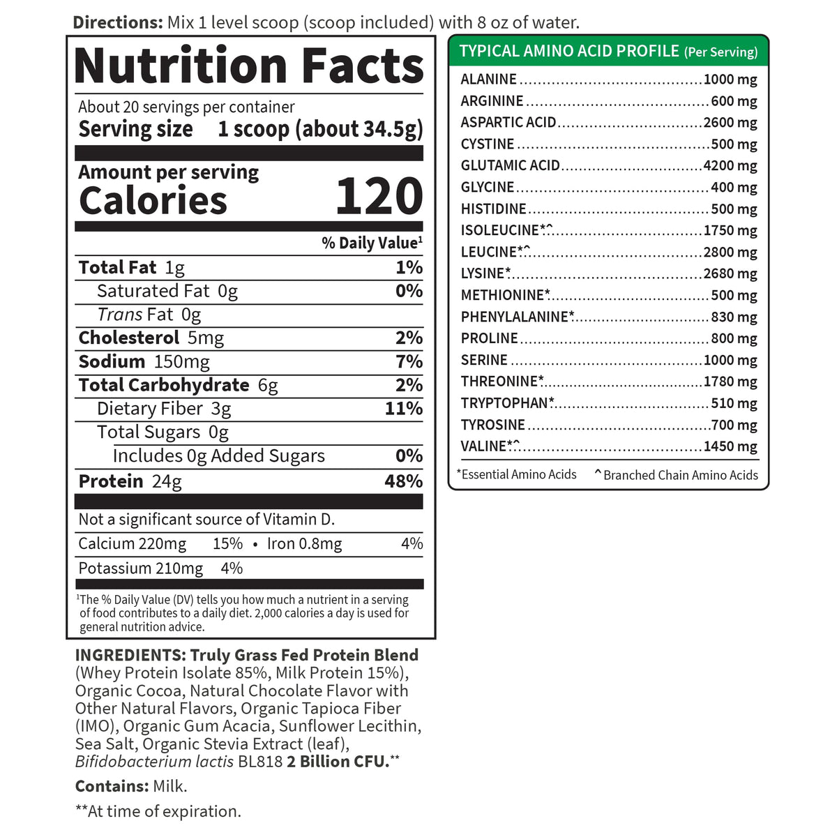 Grass Fed Whey Protein Powder, Chocolate, 20 Servings P758