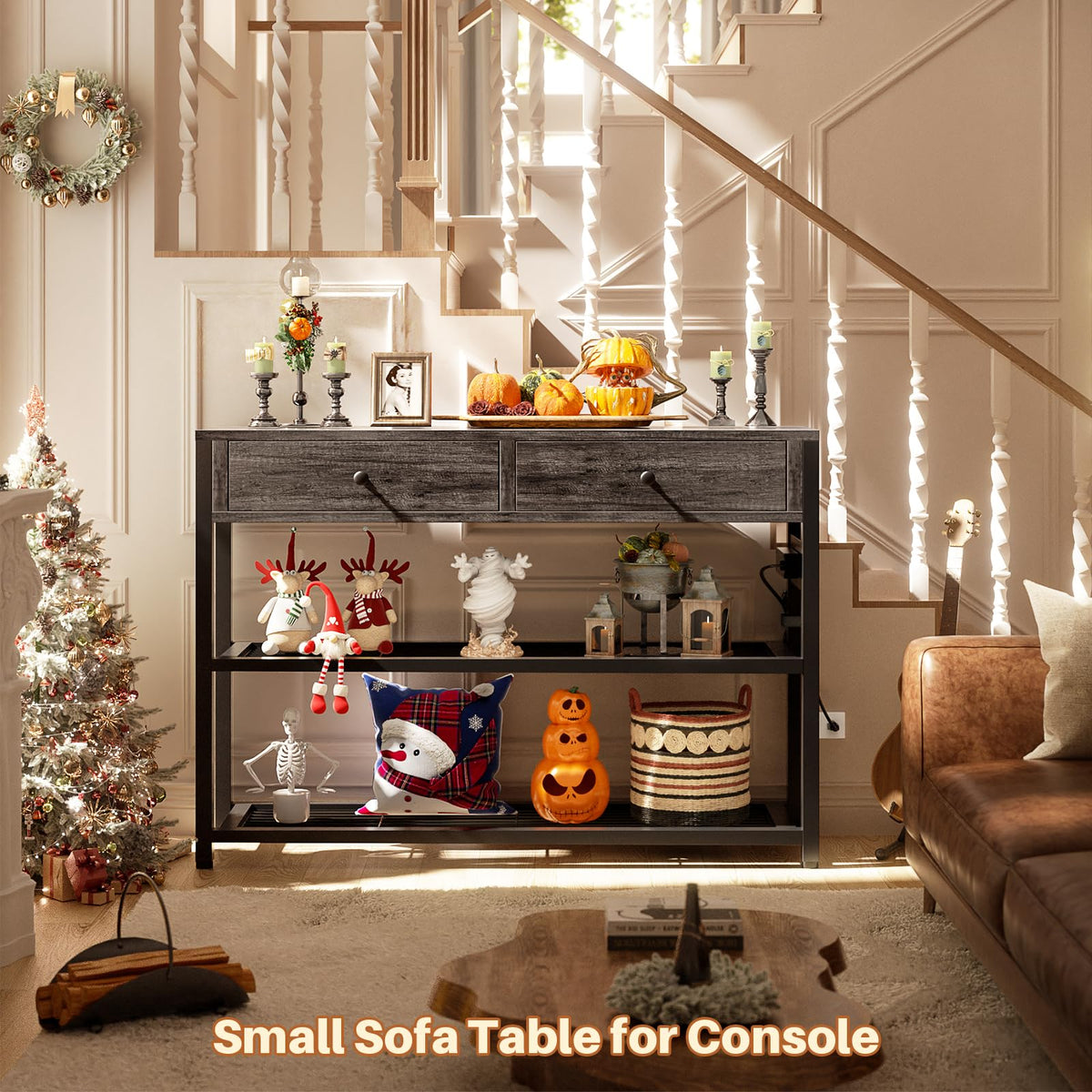32" Entryway Table with Outlets and Drawers P720