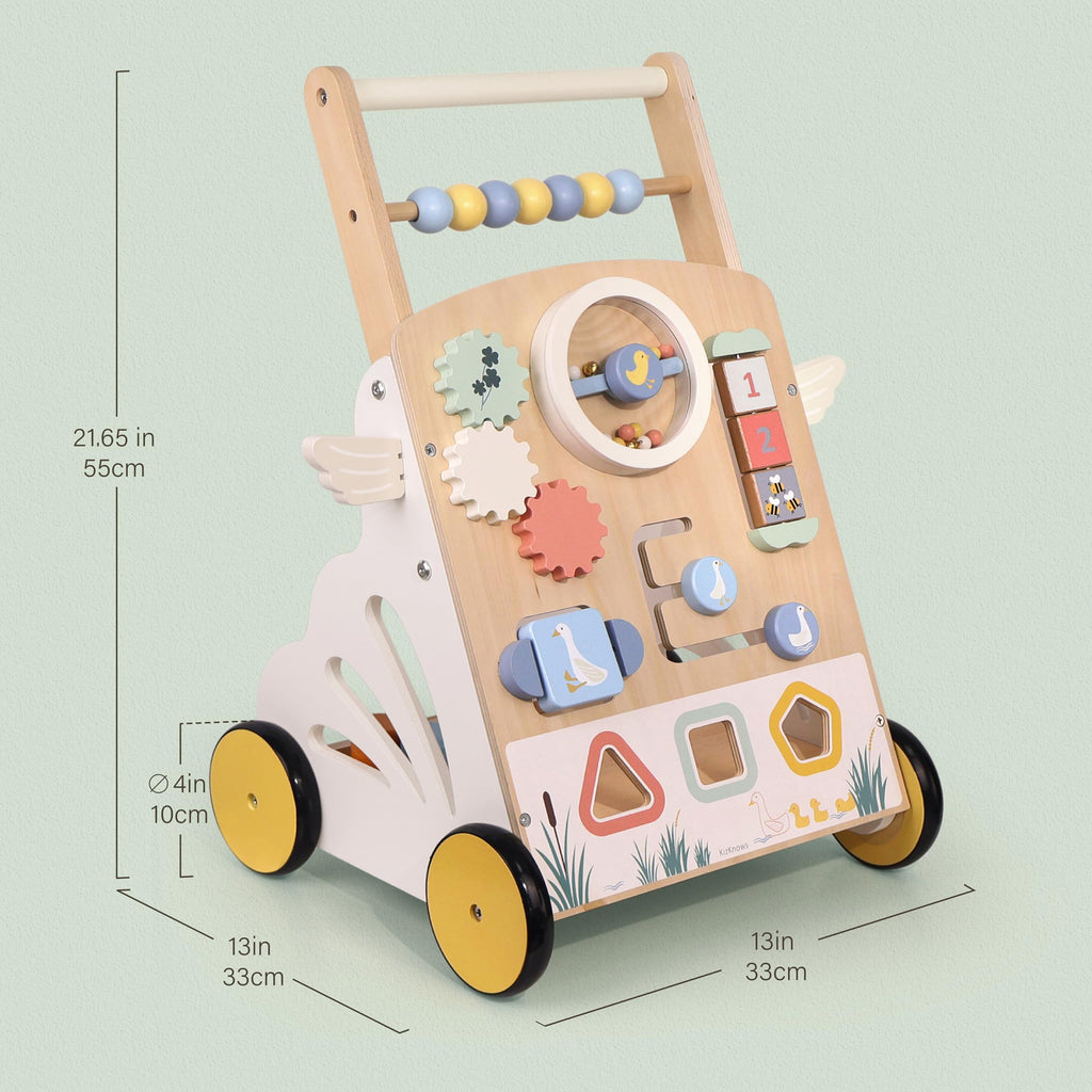 Wooden Baby Walker, Speed Adjustable Push Walker N45715