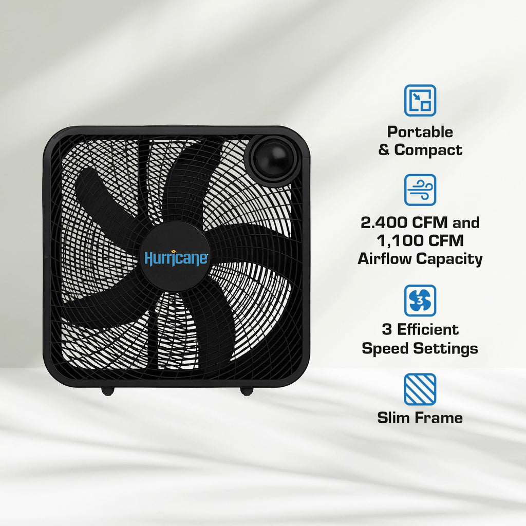 Black 3 Speed 20in Floor Box Fan, 2 Pack B321
