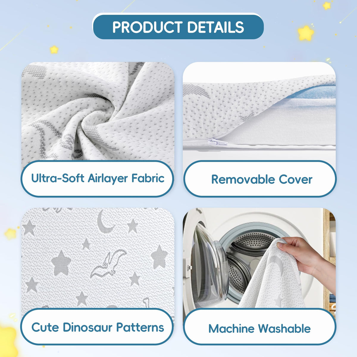 Trifold Pack and Play Mattress 38"x26" Dual Sided Memory Foam with Carry Bag B328