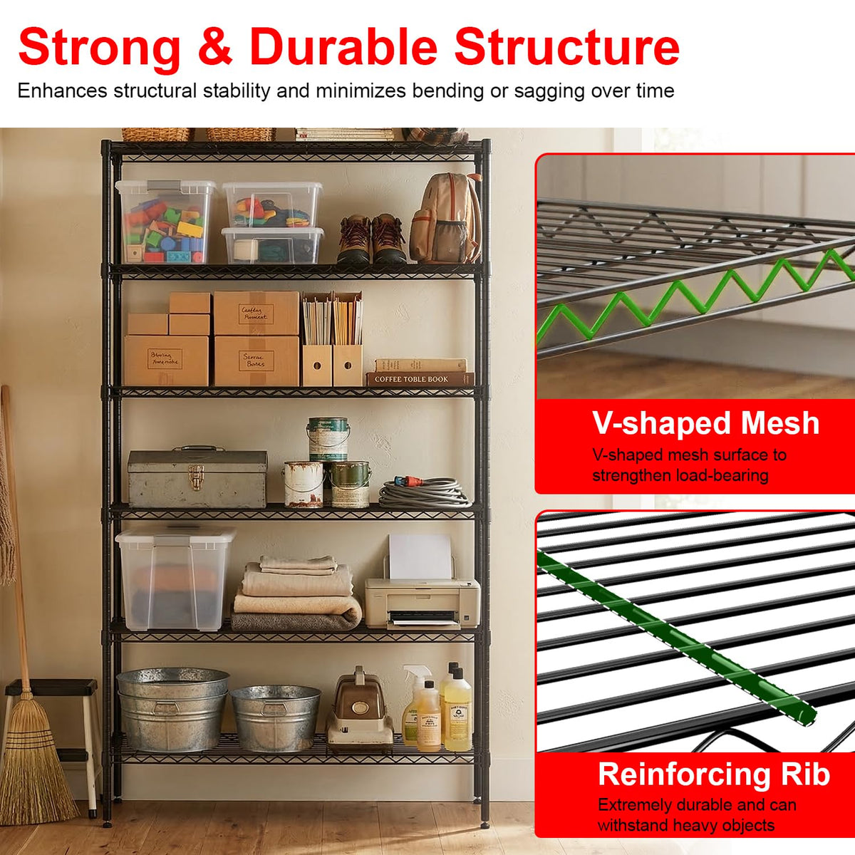 6-Tier Wire Shelf with Wheels U99433