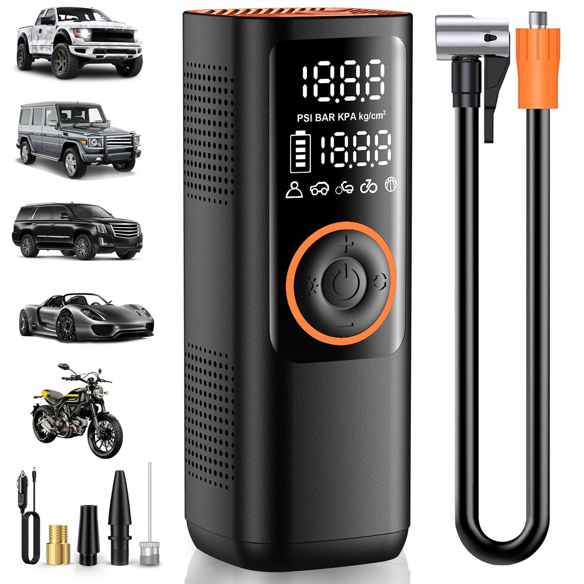 Portable Air Compressor 7800mAh 150PSI Cordless Tire Pump with Pressure Gauge H33516