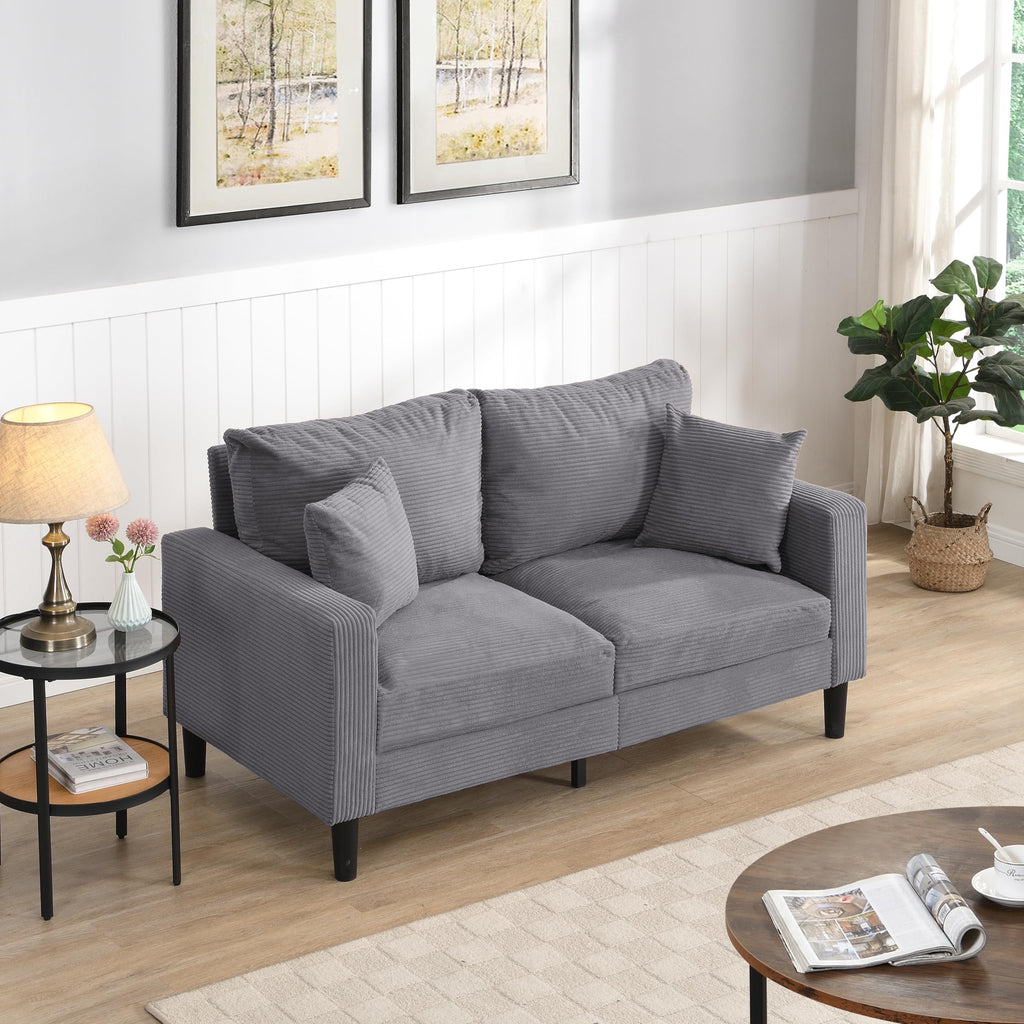 Light Gray 2-Seater Upholstered Loveseat Sofa D916