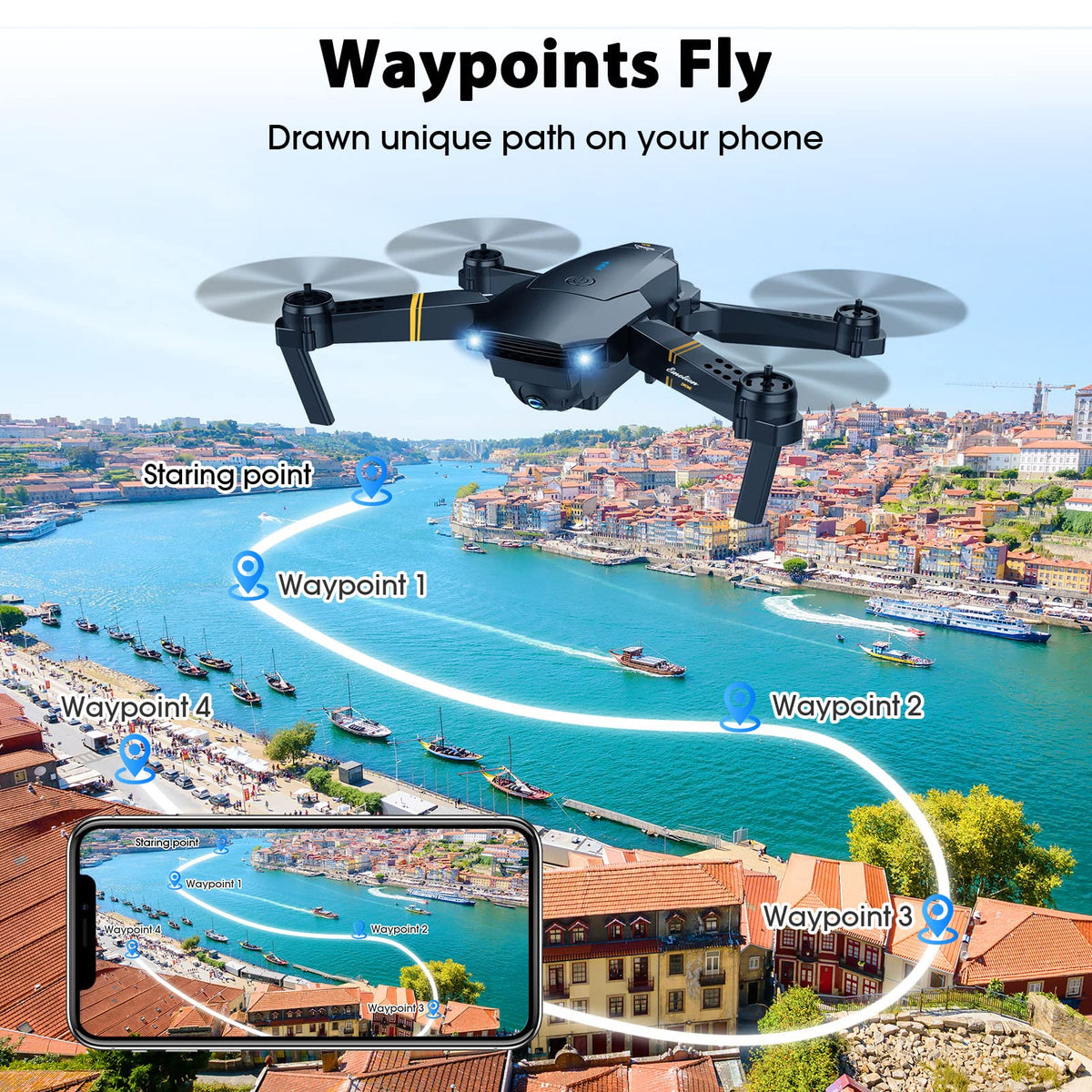 Foldable RC Quadcopter Drone with 1080P Camera F869621