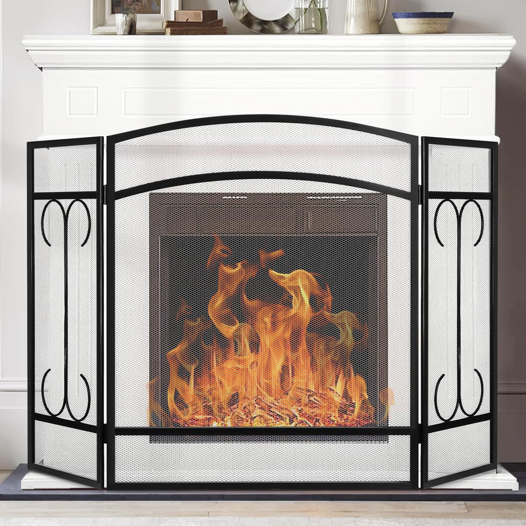 Heavy Duty 3 Panel Wrought Iron Fireplace Screen C2658