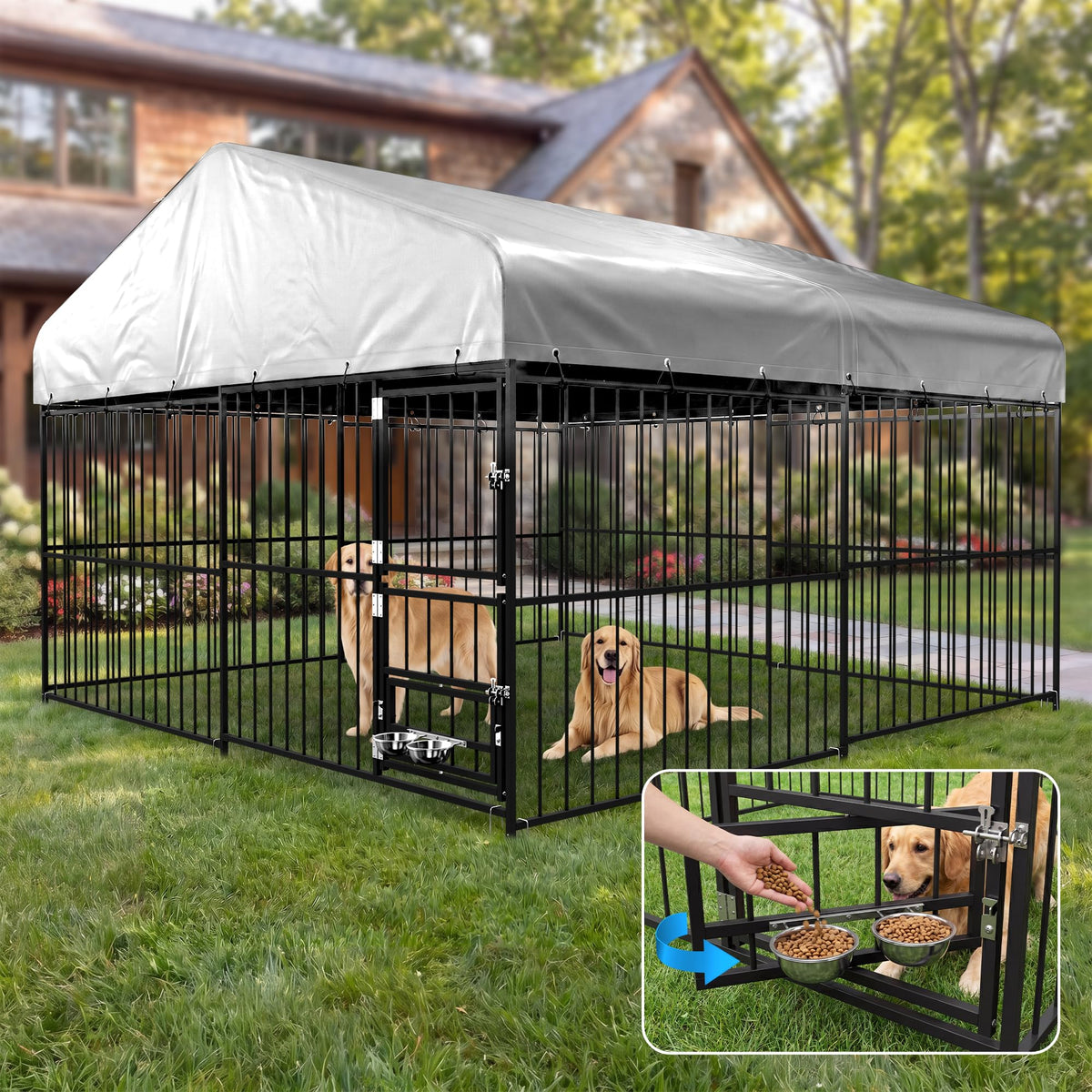 10×10FT Outdoor Dog Kennel with Roof W927