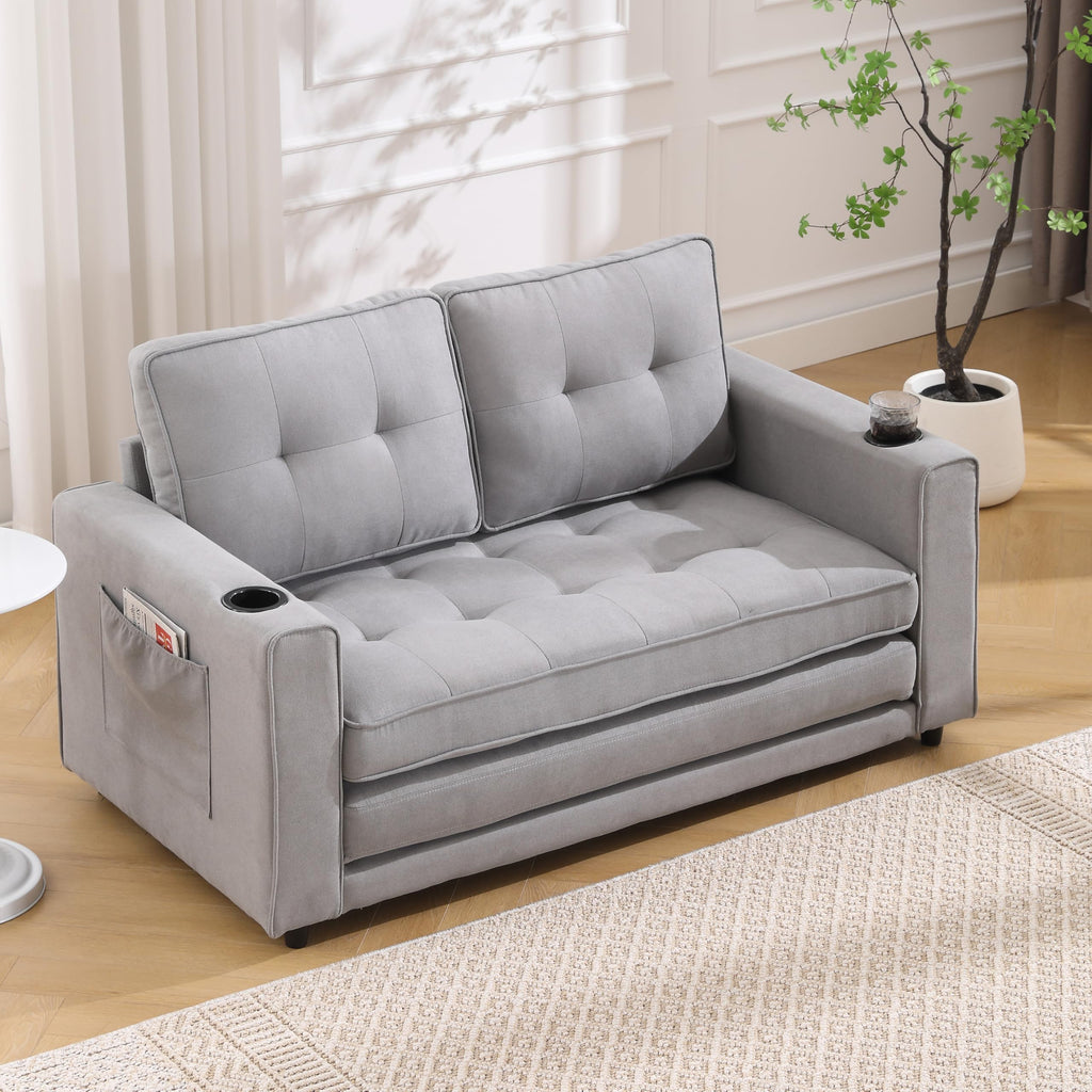 Light Gray Convertible Futon Sofa Bed V43630