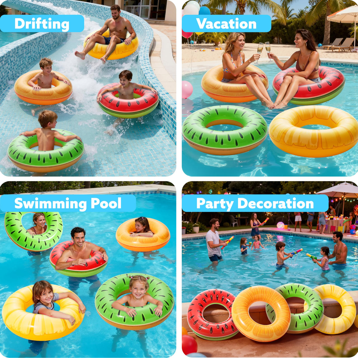 4 Pack Inflatable Pool Floats Q349