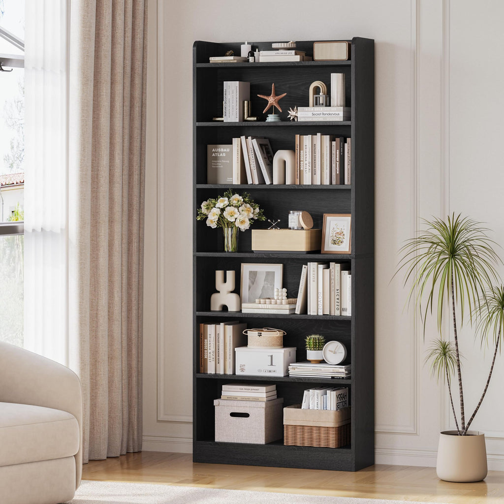 Black 7-Tier Adjustable Shelves Bookcase A145664