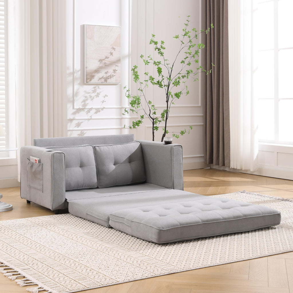 Light Gray Convertible Futon Sofa Bed V43630