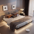 King Size Metal Platform Bed Frame with Charging Station and LED Lights U791