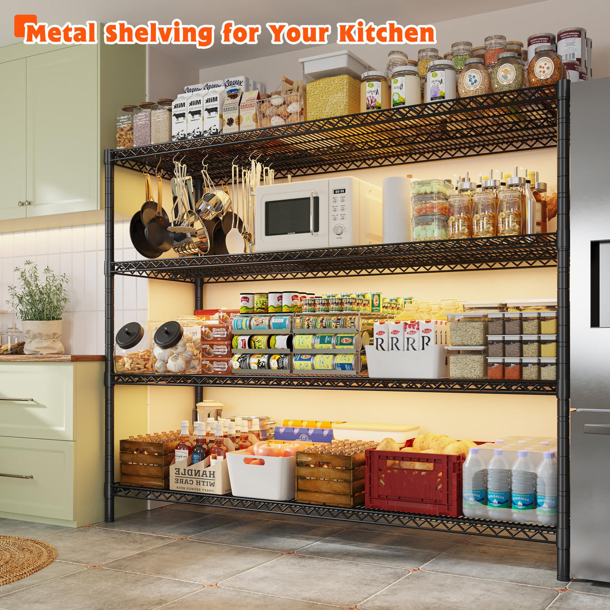 4-Tier Heavy Duty Metal Shelving Unit with Wheels Y513992
